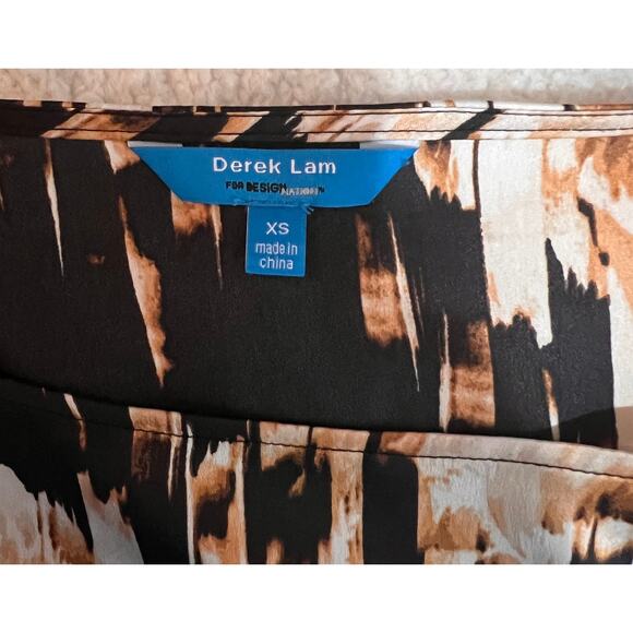 DEREK LAM BY DESIGN NATION Tunic Dress Drawstring Waist Black Beige/Tan Size XS - Picture 3 of 12